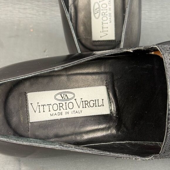 Vittorio Virgili Men’s Size 11 Black Leather Loafers – Made in Italy Slip-On - Picture 7 of 10